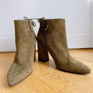 Stuart Weitzman Grandiose Booties - Olive Suede Size 10M